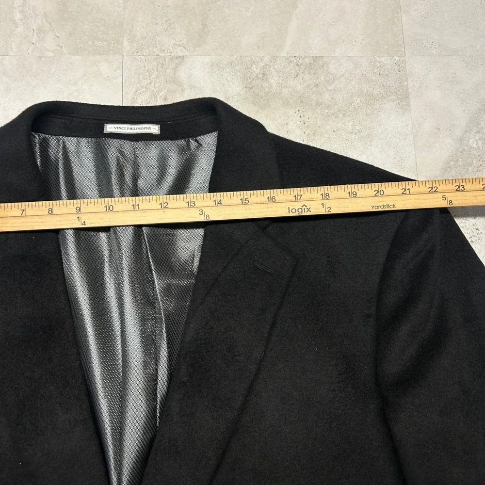 Vinci Philosophy Overcoat Black Mens 3XL Wool Cashmere Blend Long Dress Coat